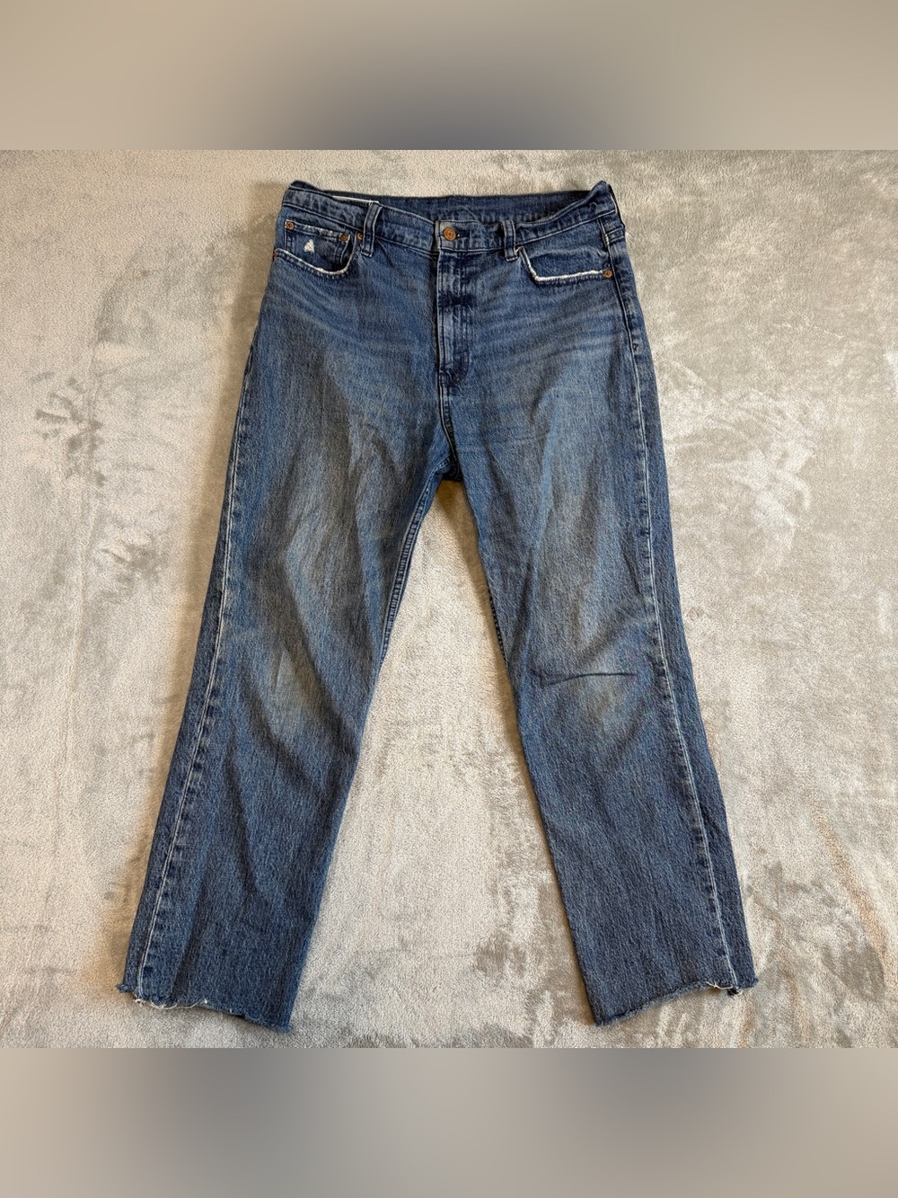 Gap Cheeky Straight Sky High Jeans Women's 31/12R High Rise Raw Hem Medium Wash
